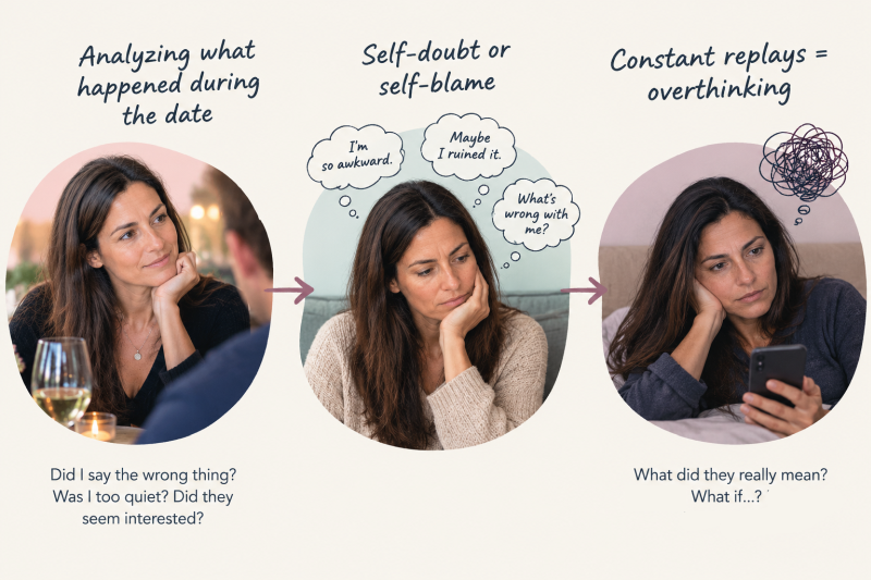 the cycle of self-doubt preventing self-acceptance The cycle of self-doubt affecting self-acceptance after a date.